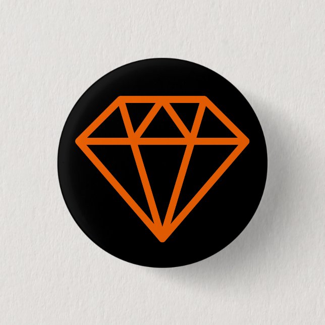 Badge Rond 2,50 Cm Diamant simple - orange sur noir (Devant)