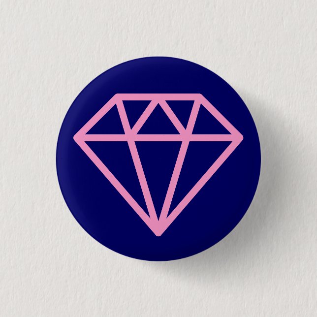 Badge Rond 2,50 Cm Diamant simple - Rose sur Marine profonde (Devant)