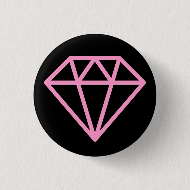 Badge Rond 2,50 Cm Diamant simple - rose sur noir (Devant)