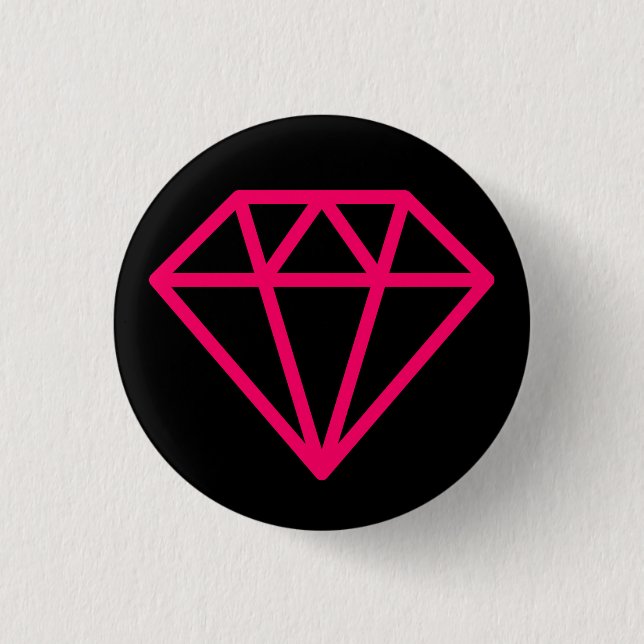 Badge Rond 2,50 Cm Diamant simple - Rouge néon sur noir (Devant)