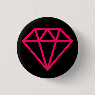 Badge Rond 2,50 Cm Diamant simple - Rouge néon sur noir