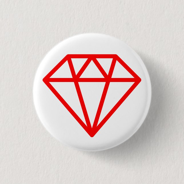 Badge Rond 2,50 Cm Diamant simple - Rouge sur blanc (Devant)