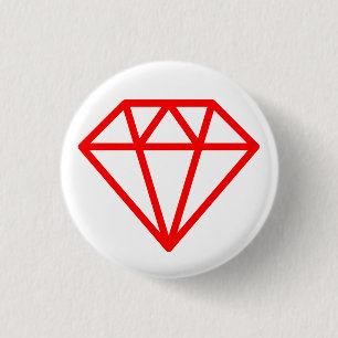 Badge Rond 2,50 Cm Diamant simple - Rouge sur blanc