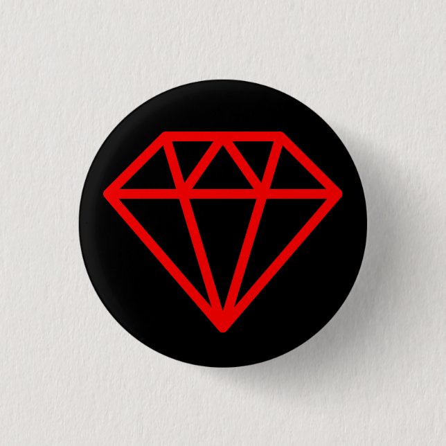 Badge Rond 2,50 Cm Diamant simple - Rouge sur noir (Devant)