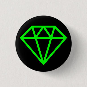 Badge Rond 2,50 Cm Diamant simple - Vert sur Noir