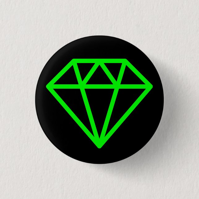 Badge Rond 2,50 Cm Diamant simple - Vert sur Noir (Devant)