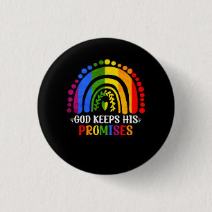 Badge Rond 2,50 Cm Dieu tient sa promesse Rainbow Christian Bible Noa