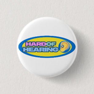 Badge Rond 2,50 Cm Difficile à entendre Bleu et Jaune