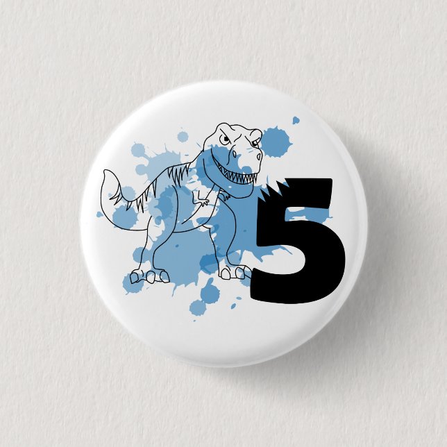Badge Rond 2,50 Cm Dino 5e Anniversaire Pin (Devant)