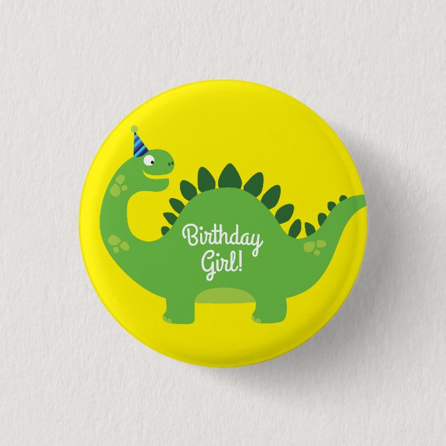 Badge Rond 2,50 Cm Dinosaur mignon 1er Anniversaire Bouton (Devant)