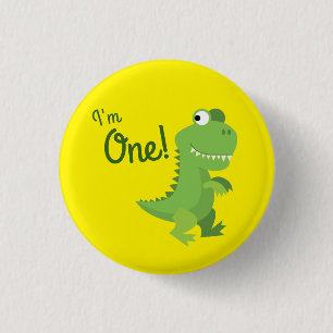 Badge Rond 2,50 Cm Dinosaur T-rex 1er anniversaire Dino Party