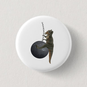 Badge Rond 2,50 Cm Dinosaure de T-Rex détruisant la boule