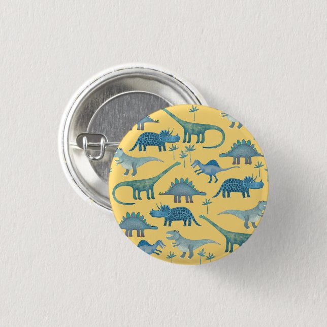Badge Rond 2,50 Cm Dinosaure jaune (Devant & derrière)