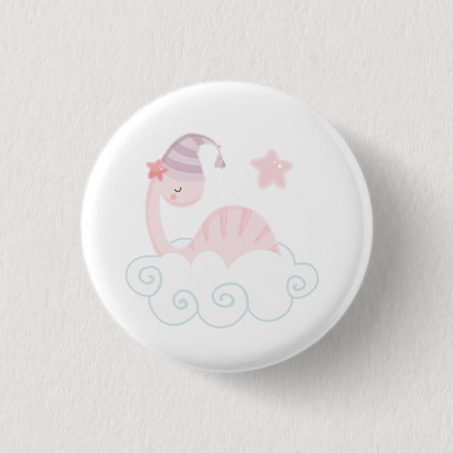 Badge Rond 2,50 Cm Dinosaure Rose (Devant)