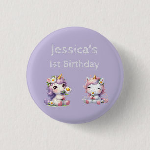 Badge Rond 2,50 Cm Dinosaures mignons en rose et violet enfants Perso