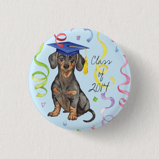 Badge Rond 2,50 Cm Diplômé de Dachshund (Devant)