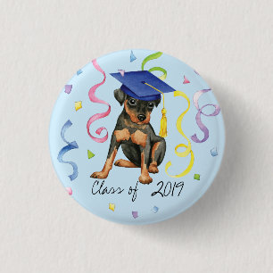 Badge Rond 2,50 Cm Diplômé de Miniature Pinscher
