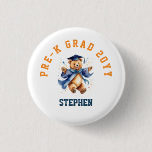 Badge Rond 2,50 Cm Diplômé de pré-maternelle Ourson mignon   Nom 