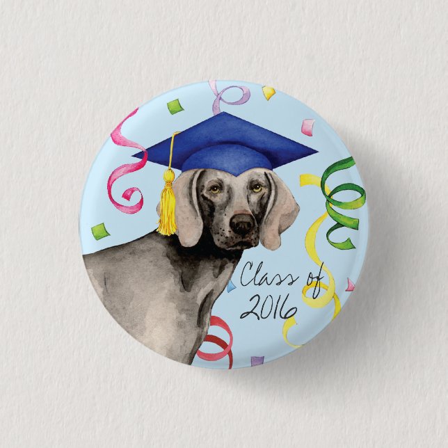 Badge Rond 2,50 Cm Diplômé de Weimaraner (Devant)