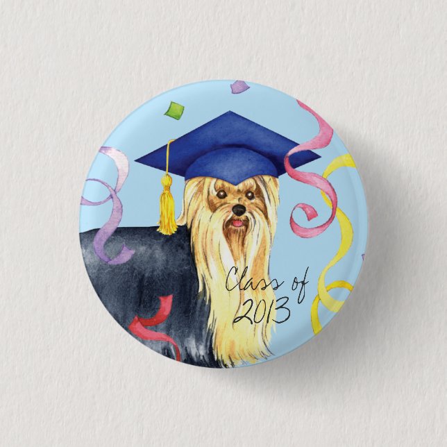 Badge Rond 2,50 Cm Diplômé de Yorkie (Devant)