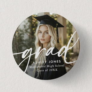 Badge Rond 2,50 Cm Diplômé Simple Moderne Écriture Classique Bouton P