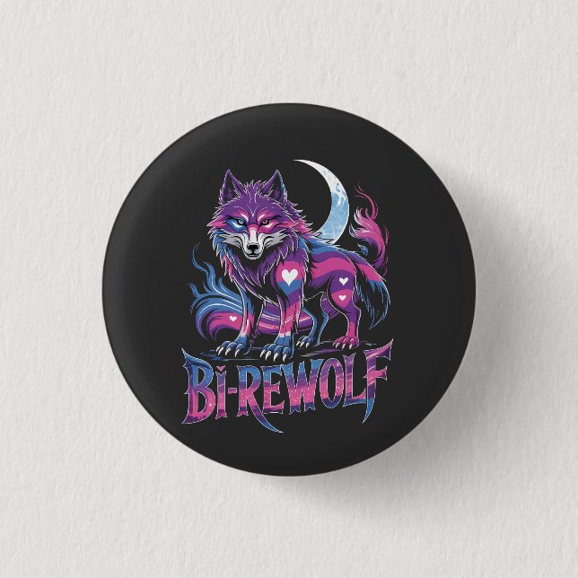 Badge Rond 2,50 Cm Dire Wolf Birewolf Bisexual LGBT (Devant)