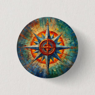 Badge Rond 2,50 Cm Direction au Chaos (Rose Compass)
