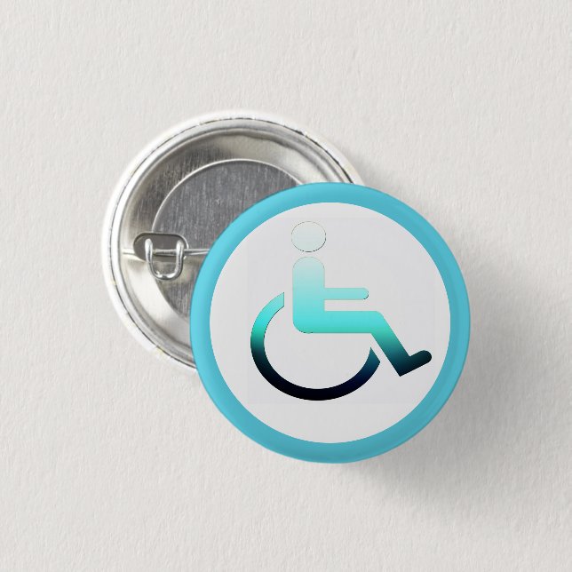 Badge Rond 2,50 Cm Disabled Symbol & wheelchair / disability button (Devant & derrière)