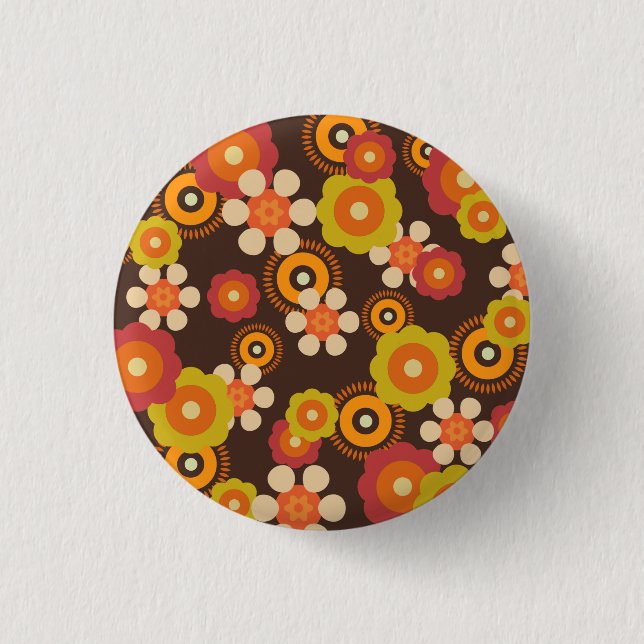Badge Rond 2,50 Cm Disco 70s 60s Retro Flowers Pop Culture (Devant)