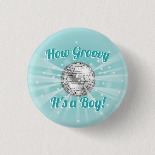 Badge Rond 2,50 Cm Disco Ball Baby shower Super C'est un garçon