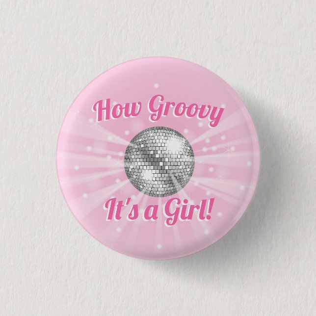 Badge Rond 2,50 Cm Disco Ball Baby shower Super C'est une fille (Devant)