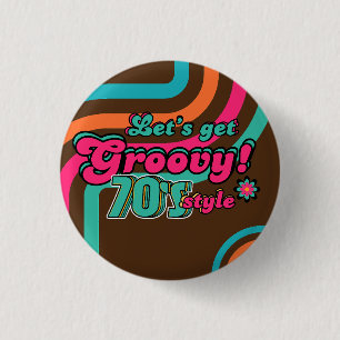 Badge Rond 2,50 Cm Disco Rétro Anniversaire Boogie Groovy sur mesure 