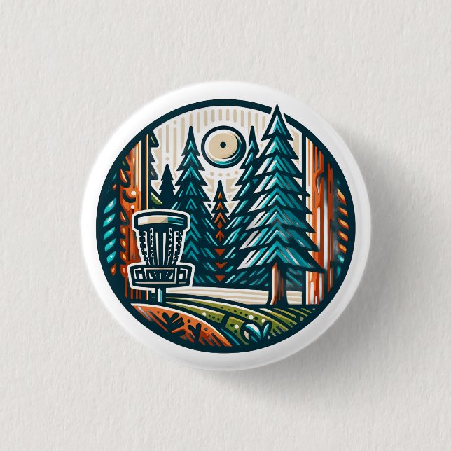Badge Rond 2,50 Cm Disk Golf in the Woods Retro Vibe Art (Devant)