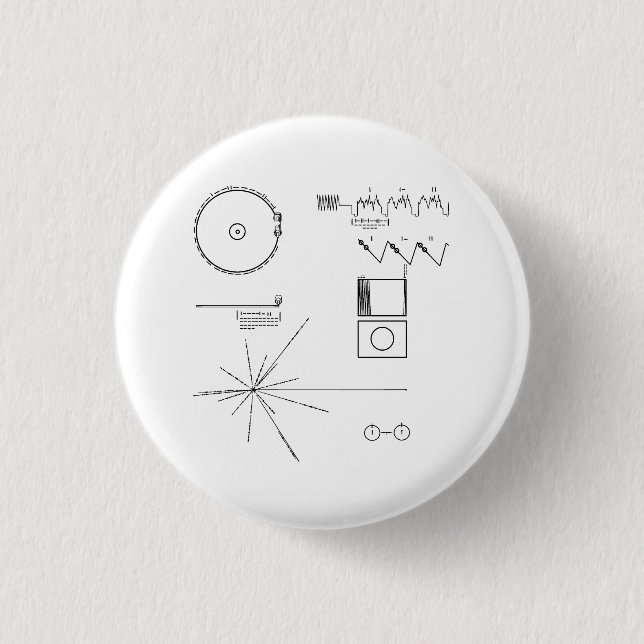 Badge Rond 2,50 Cm Disque d'or de la NASA Voyager (Devant)