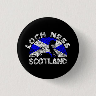 Badge Rond 2,50 Cm Distressed Loch Ness Monster Scotland Flag