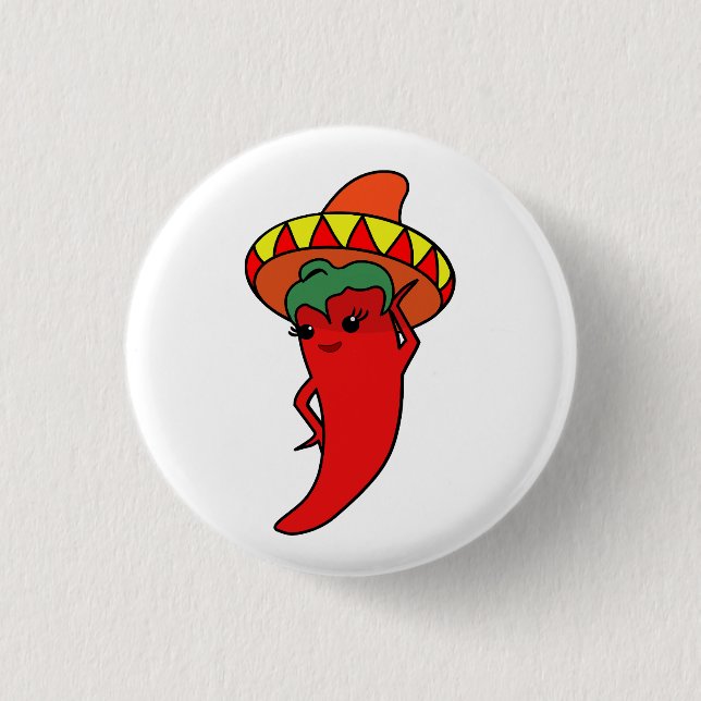 Badge Rond 2,50 Cm Divine Pepper Kawaii Chaude (Devant)