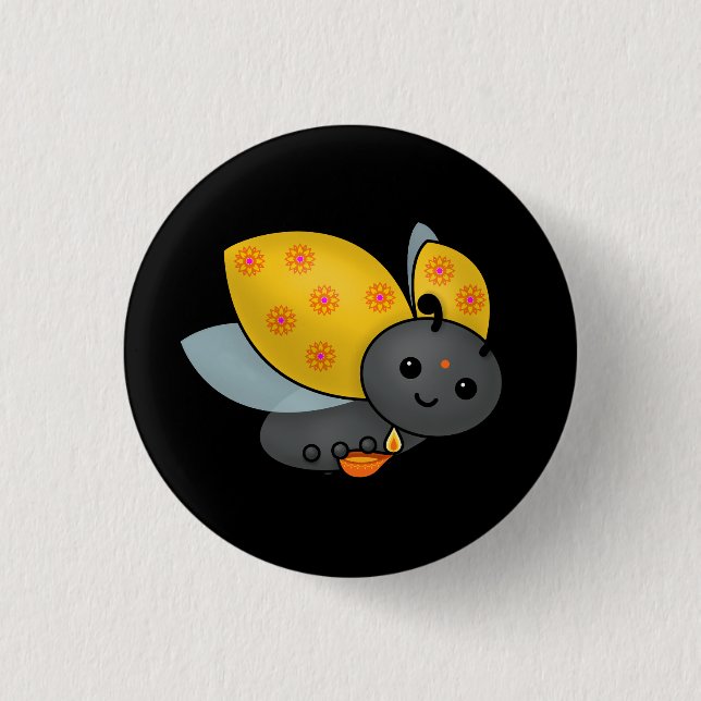Badge Rond 2,50 Cm Diwali Ladybug avec Deepa (Devant)