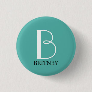Badge Rond 2,50 Cm DIY Grand Monogramme & Nom, Texte Blanc/Noir, Sarc