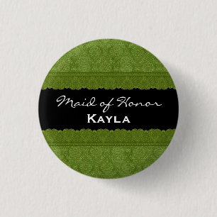 Badge Rond 2,50 Cm Domestique de la damassé et de la dentelle noires