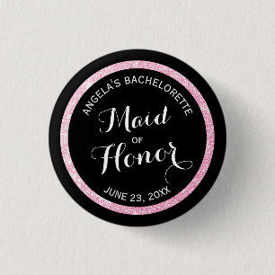 Badge Rond 2,50 Cm Domestique de parties scintillantes de noir et de