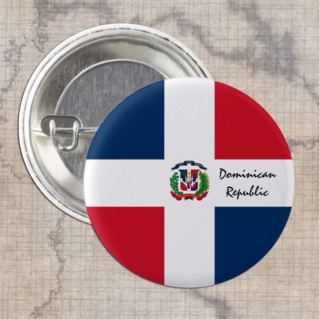 Badge Rond 2,50 Cm Dominicaine Drapeau bouton, patriotes République D (Créateur téléchargé)
