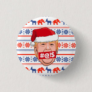 Badge Rond 2,50 Cm DONALD TRUMP Noël en colère