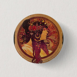Badge Rond 2,50 Cm Donna Orechini avec cheveux rouges