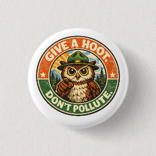 Badge Rond 2,50 Cm Donnez un hululement N polluez pas Hibou