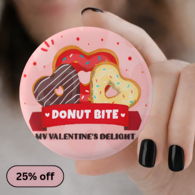 Badge Rond 2,50 Cm Donut Bite My Valentine Day Pin Button —Cute Patch (Créateur téléchargé)