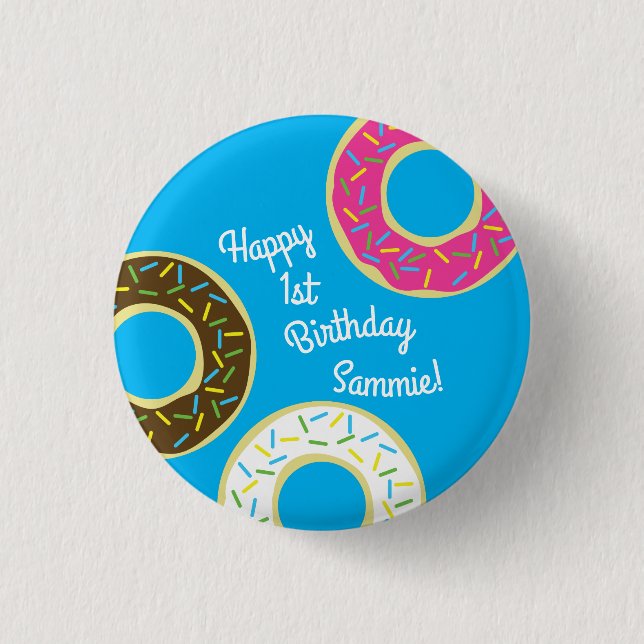 Badge Rond 2,50 Cm Donut Kid's Birthday Party mite (Devant)