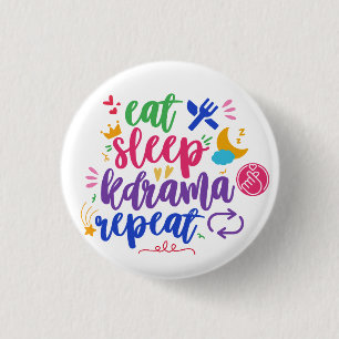 Badge Rond 2,50 Cm Dormir Kdrama Répéter - Drôle Kdrama