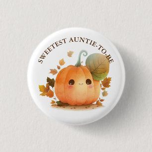 Badge Rond 2,50 Cm Douce Baby Shower d'Automne Citrouille