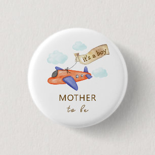 Badge Rond 2,50 Cm Douce Maman Future Fête de Bébé Avion Aviateur