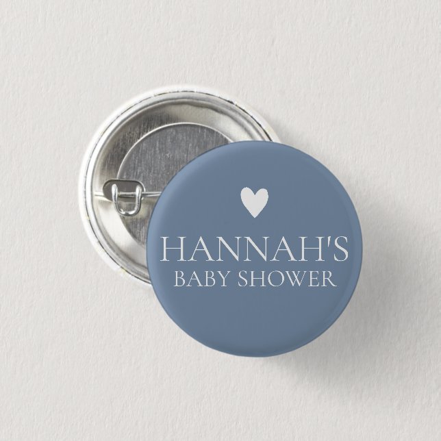 Badge Rond 2,50 Cm Douche bébé Denim Blue Dusty Blue personnalisée (Devant & derrière)
